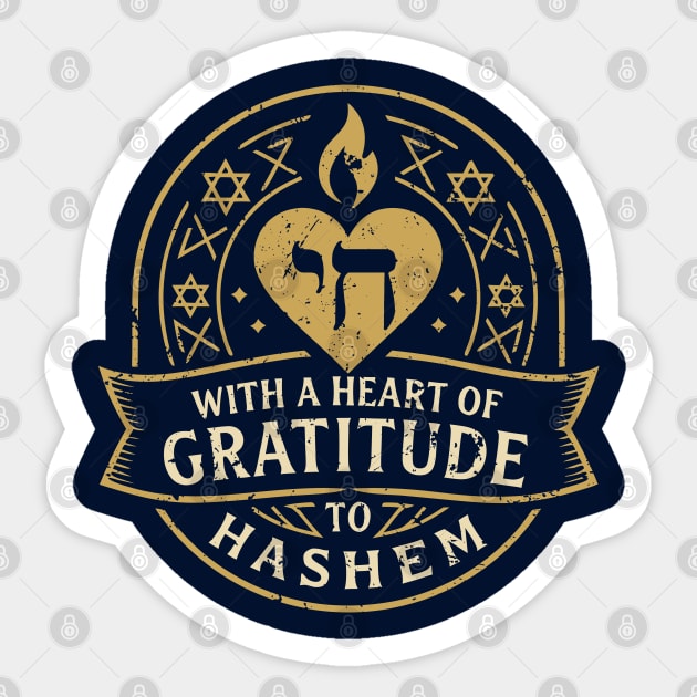 With a Heart of Gratitude to HaShem – Emblem Design Sticker by Thank HaShem